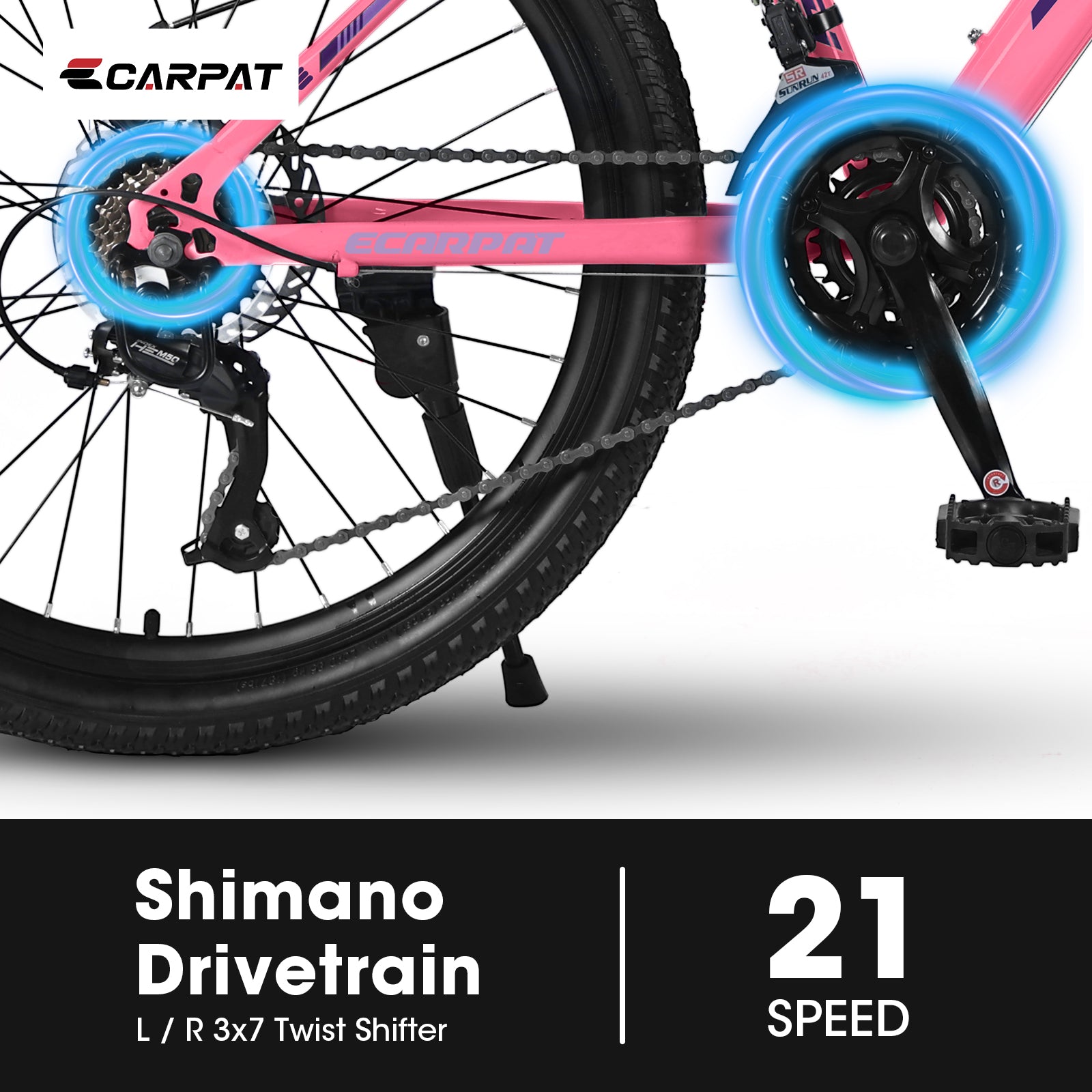 S26103 26 Inch Mountain Bike For Teenagers Girls Women, Shimano 21 Speeds With Dual Disc Brakes And 100mm Front Suspension