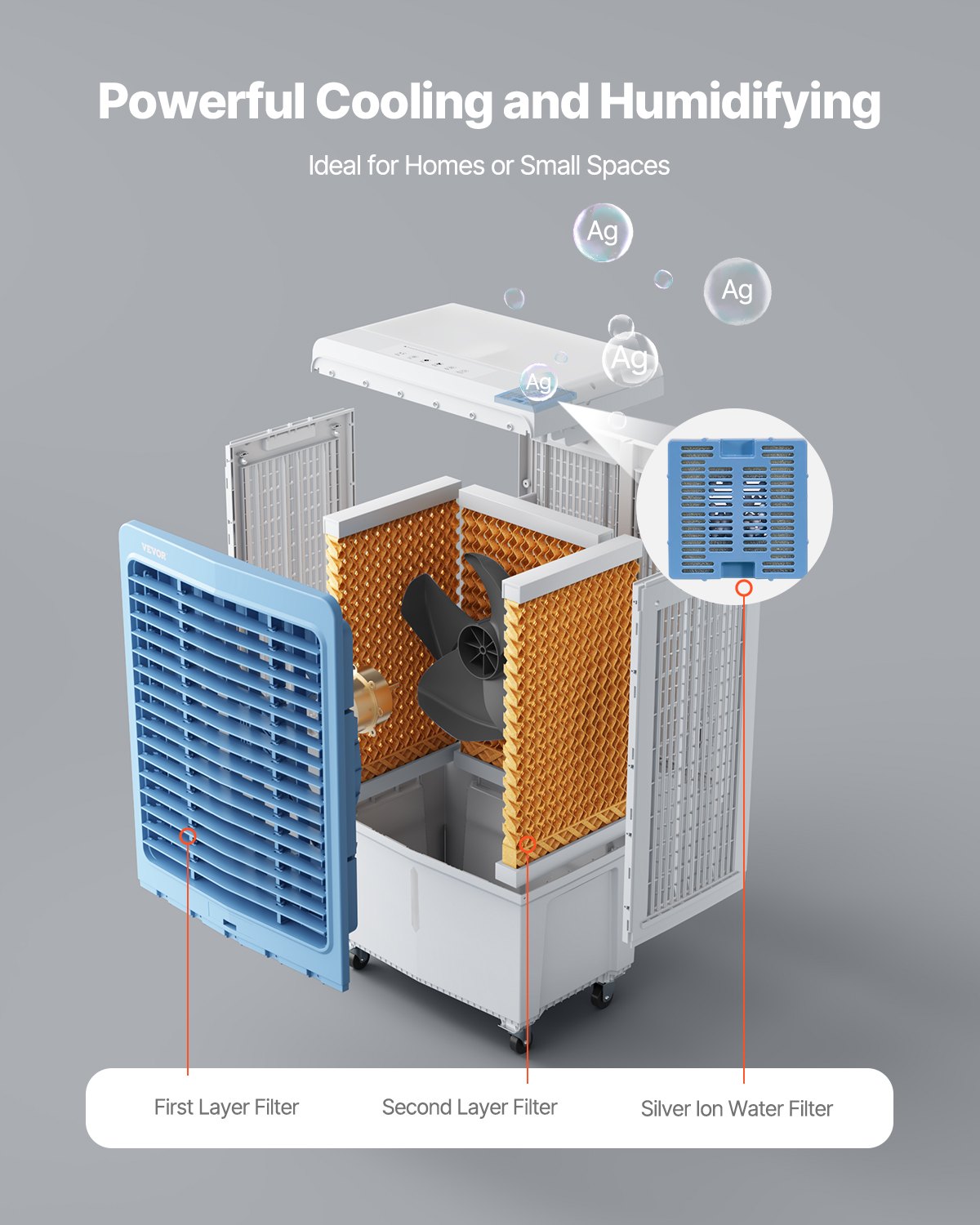 Evaporative Air Cooler 4129 CFM With 12.7 Gal Water Tank Portable Swamp Cooler