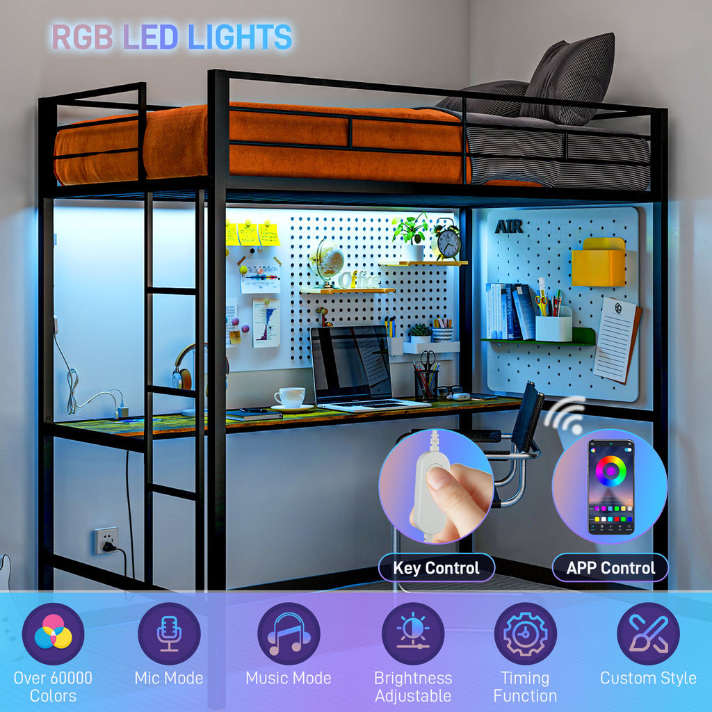 Twin Size Loft Bed with Desk