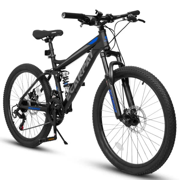 27.5 Inch Full Suspension Mountain Bike, Front And Rear Dual Shock Absorbers, Mechanical Disc Brakes, 21-Speed, Suitable For Men And Women, Ideal For Travel And Fitness Enthusiasts