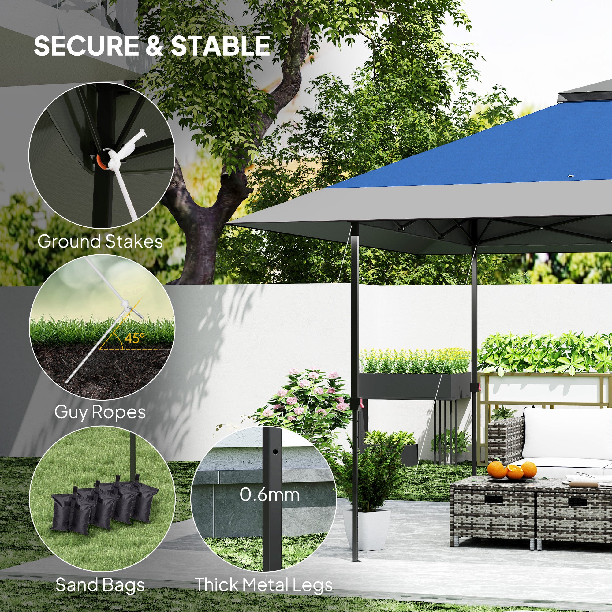 13' x 13' Pop Up Canopy Tent, UPF50+ Tents for Parties, Height Adjustable, with Wheeled Carry Bag and 4 Sand Bags, Navy
