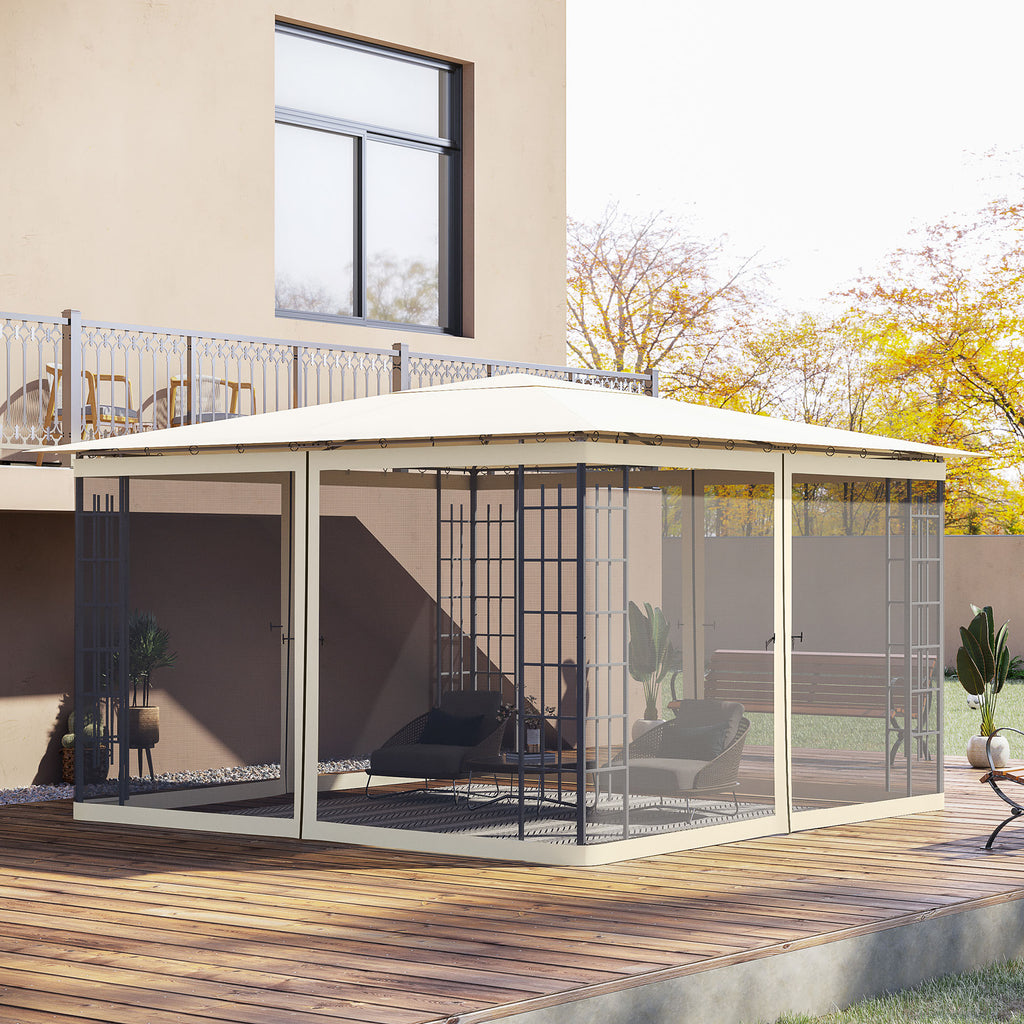 Replacement Mesh Sidewall Netting for 12' x 12' Gazebos and Canopy Tents with Zippers, (Sidewall Only) Cream