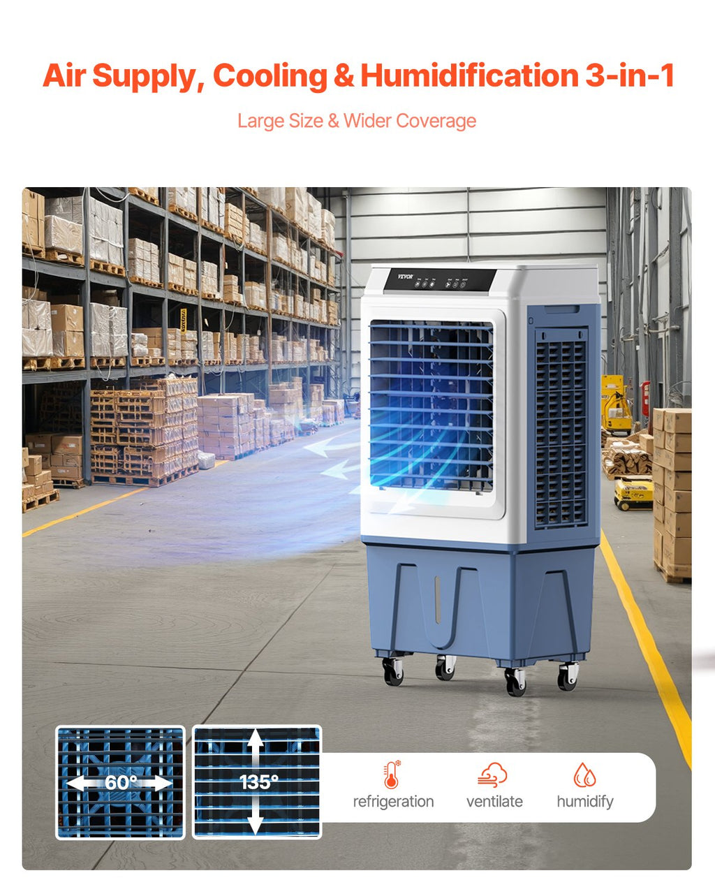 Evaporative Air Cooler, 3100 CFM With 9 Gallon Water Tank Swamp Cooler, Portable Cooling Fan With Remote Control, 12H Timer, 4 Ice Boxes, Quiet Operation, 3 Wind Speeds For Outdoor Indoor Use