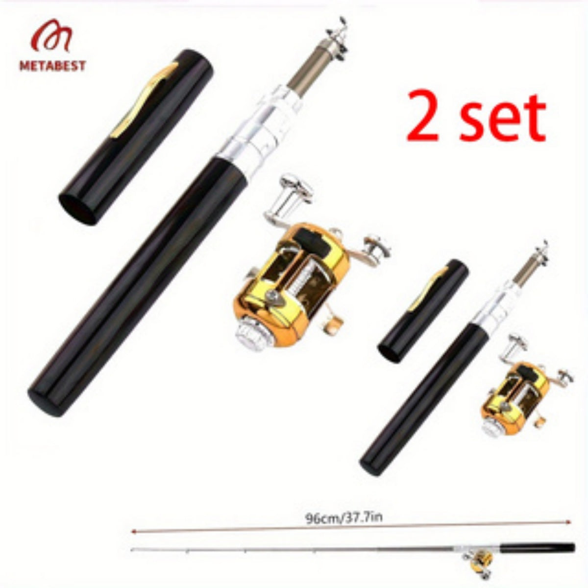 METABEST Premium Aluminum Alloy Pocket-Sized Pen Style Fishing Rod - Compact, Portable, And Ultra-Lightweight For Ice Raft, Bridge, And Travel Fishing - Perfect Gift For Fishing Enthusiasts And Beginn
