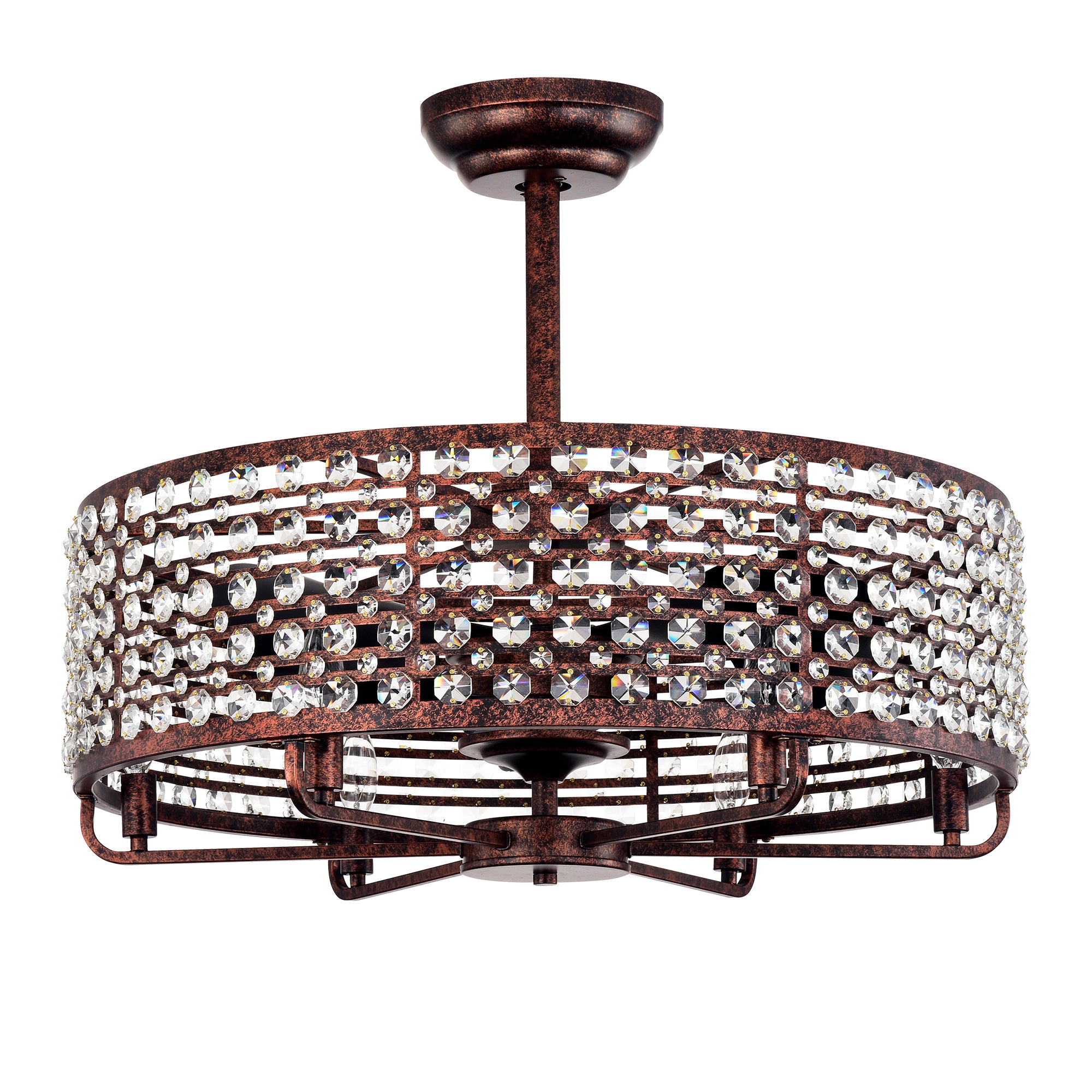 Dia 26.8 Inch Chandelier Ceiling Fan ,Crystal Shade Ceiling Fan With Remote Control,3 ABS Blade--4-light No Include Bulb