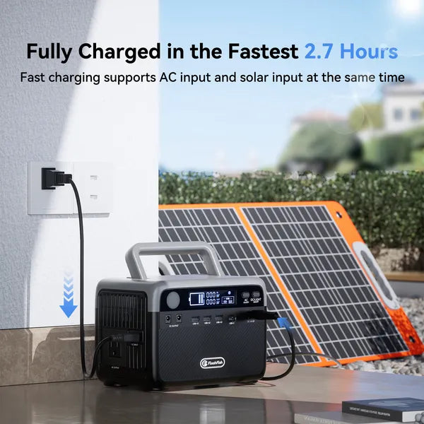 Flashfish 230.4Wh LiFePO4 300W (Peak 600W) Solar Generator AC Outlets Portable Power Station,Power Bank, Battery Backup For Hurricane Emergency/Outdoor Camping/RVs/Home Use