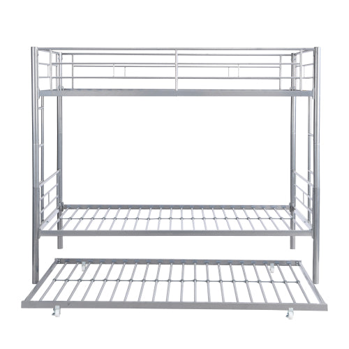 METAL BUNK BED WITH TRUNDLE SILVER