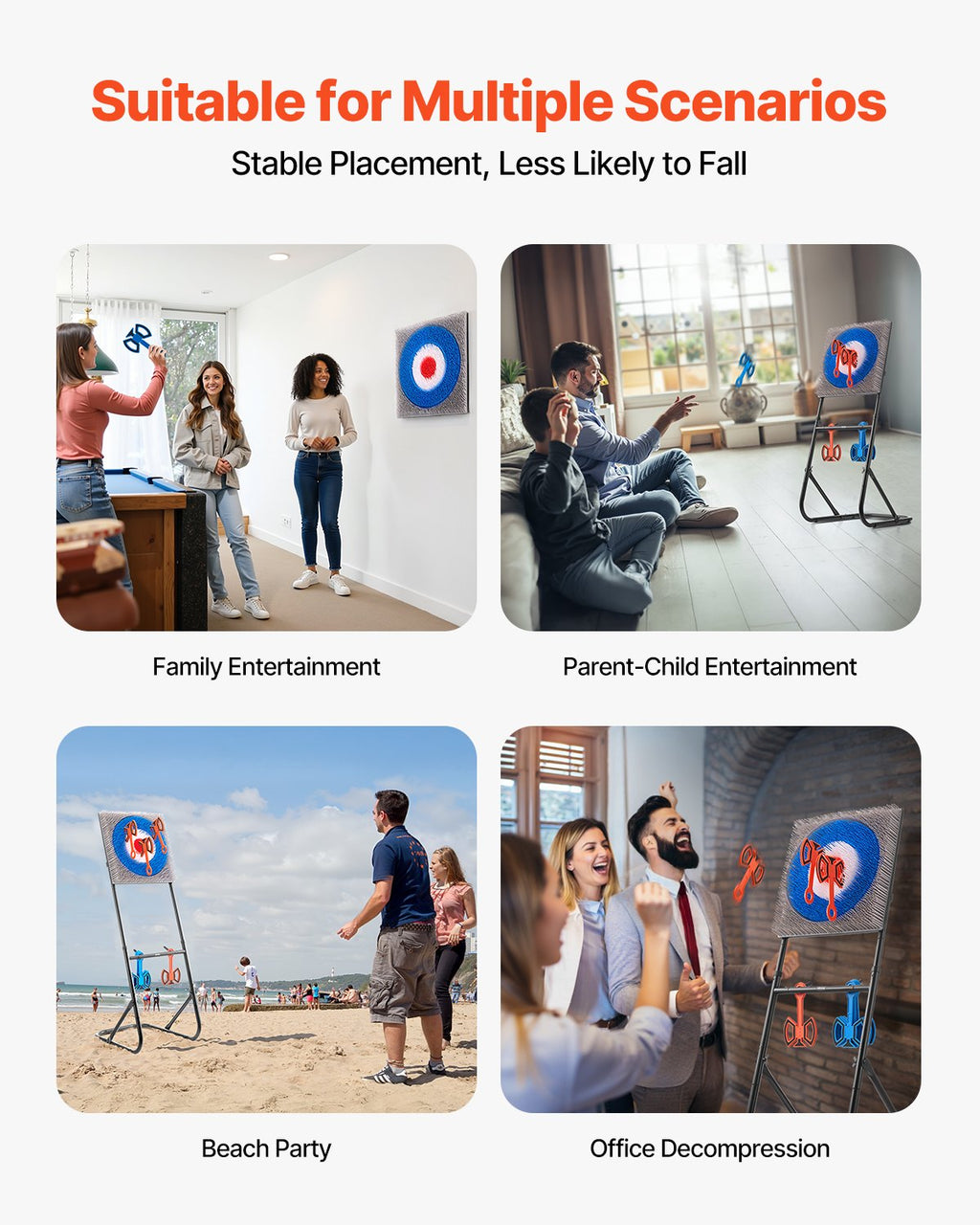 Axe Throwing Game, Plastic Bristle Target With 8 Throwing Axes Set, Foldable Steel Frame, Easy To Store, Stable Placement For Indoor And Outdoor, Backyard, Yard And Carnival Games, Adults Kids