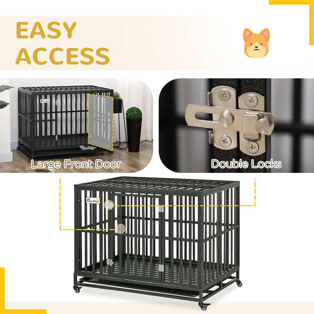 44'' Strong Pet Dog Crate Mobility Cage w/ Playpen & Removeable Tray