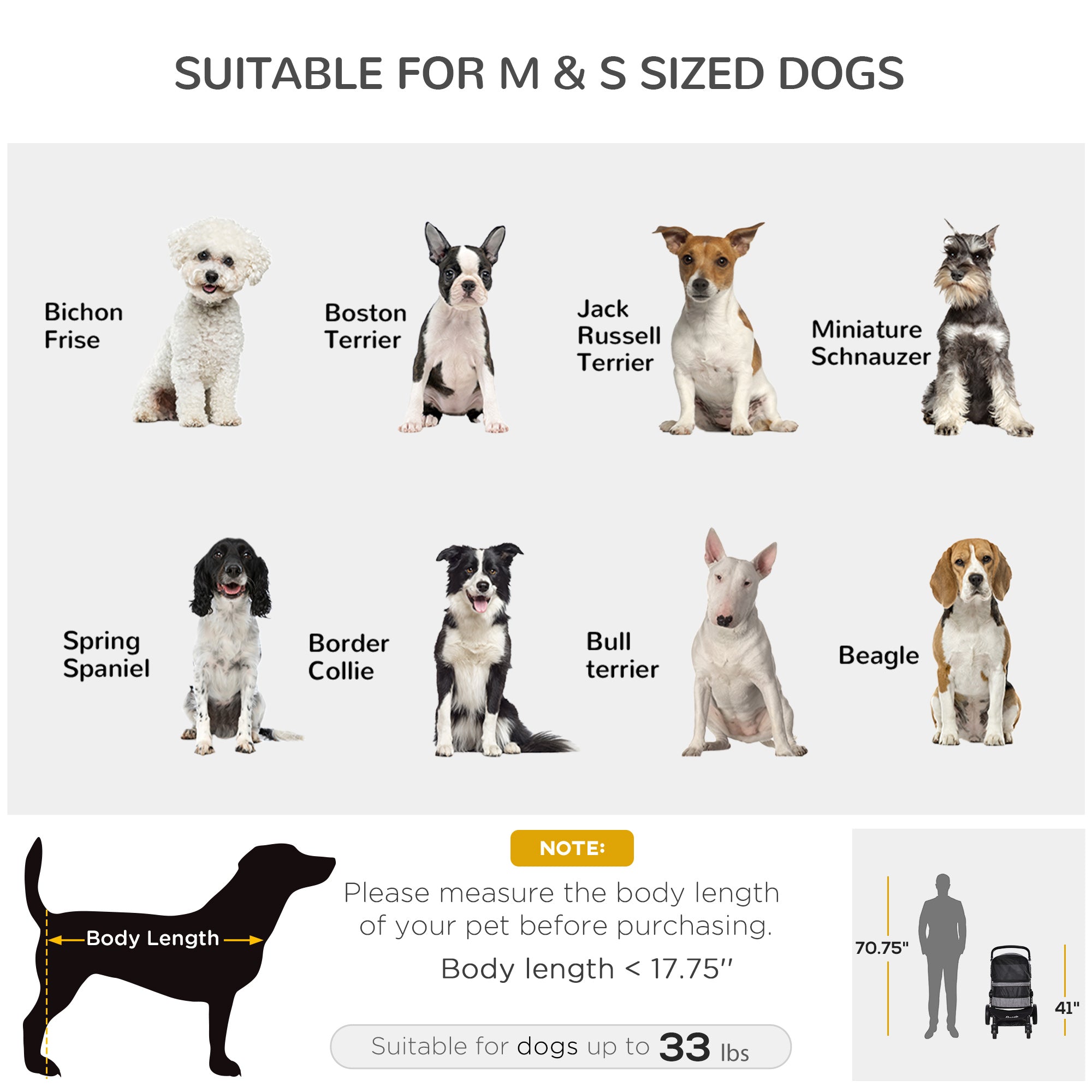 Pet Stroller Foldable Dog Cat Travel Carriage with Adjustable Handlebar PVC Wheel Brake Storage Bag Window Safety Leash