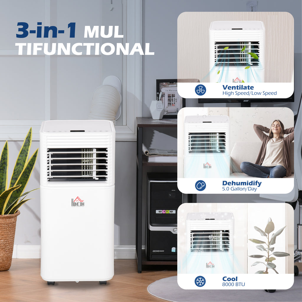 Portable Air Conditioner 7000BTU Remote Fan Modes 24 Hour Timer Auto Off