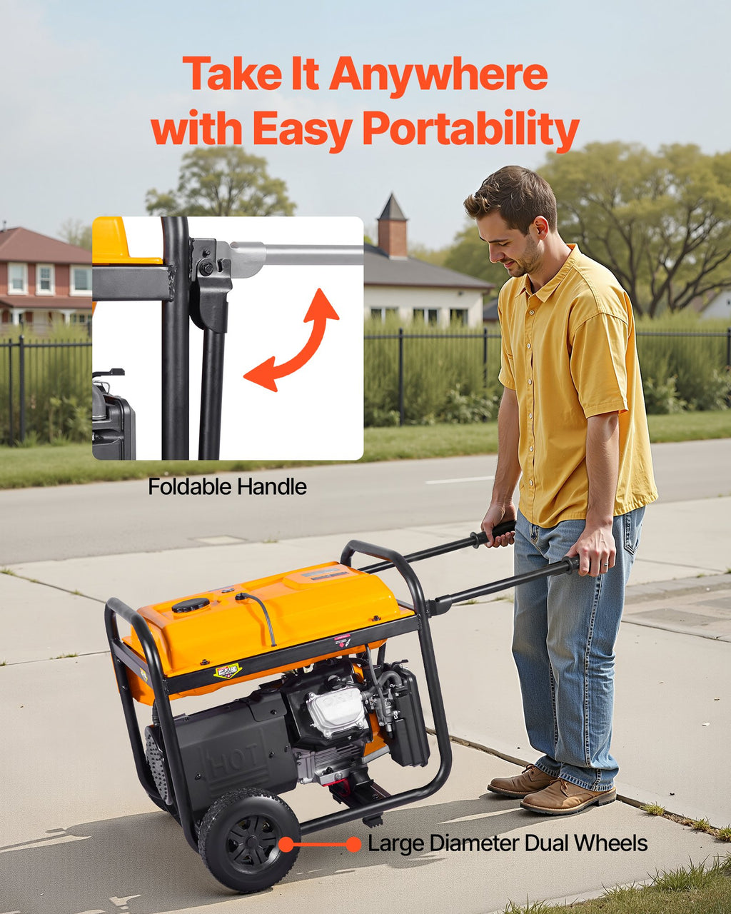 Portable Generator, Gasoline 13500W Peak Watt, LPG 12000W Peak Watt & Natural Gas 11000W Peak Watt Tri-Fuel Generator, Home Backup Generators With Electric Start, Gas, LPG & Natural Gas Powered