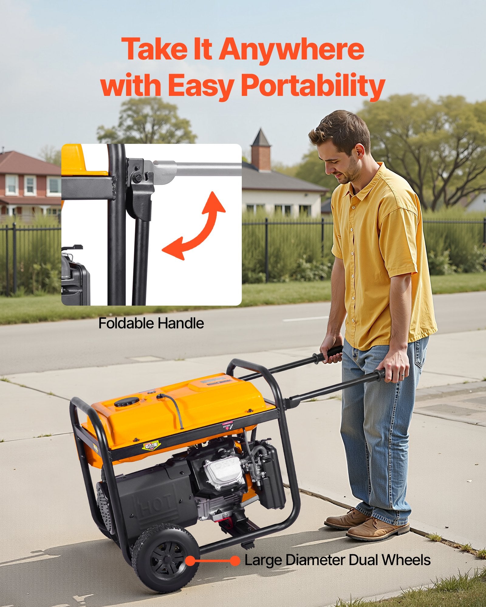 Portable Generator, Gasoline 13500W Peak Watt, LPG 12000W Peak Watt & Natural Gas 11000W Peak Watt Tri-Fuel Generator, Home Backup Generators With Electric Start, Gas, LPG & Natural Gas Powered