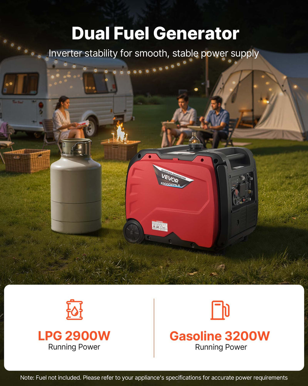 Inverter Generator, 4200W Peak Watt Quiet Inverter Generator, Dual Fuel Inverters Generators For Home Outdoor, Gas & LPG Powered, Stable Power, CO Sensor, RV Ready 8.3A Outlet, Long Run Time