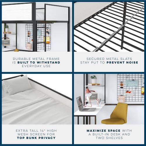 Axel Full Loft Bed With Desk & Shelves