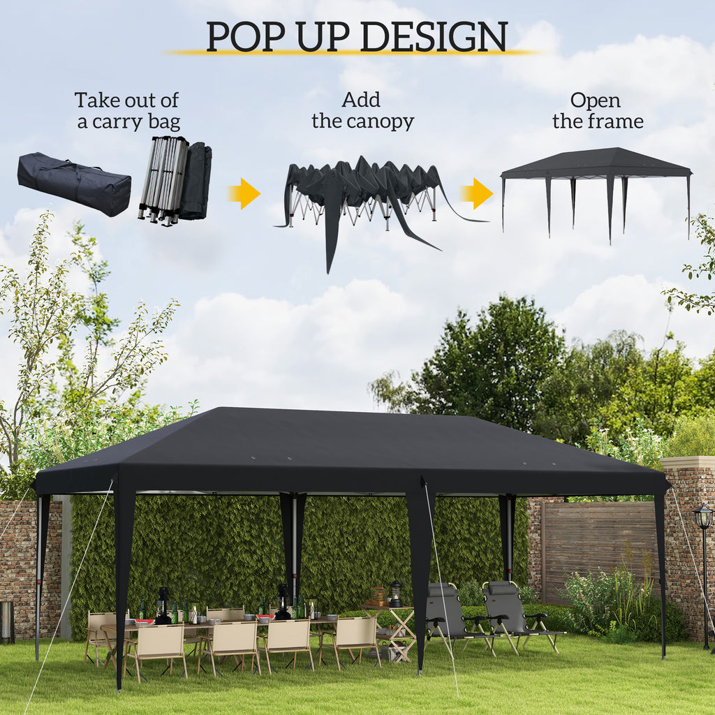 10' x 20' Pop Up Canopy Tent, Upgraded Heavy Duty Tents for Parties, Outdoor Instant Gazebo Sun Shade Shelter with Carry Bag, for Catering, Events, Wedding, Backyard BBQ, Black