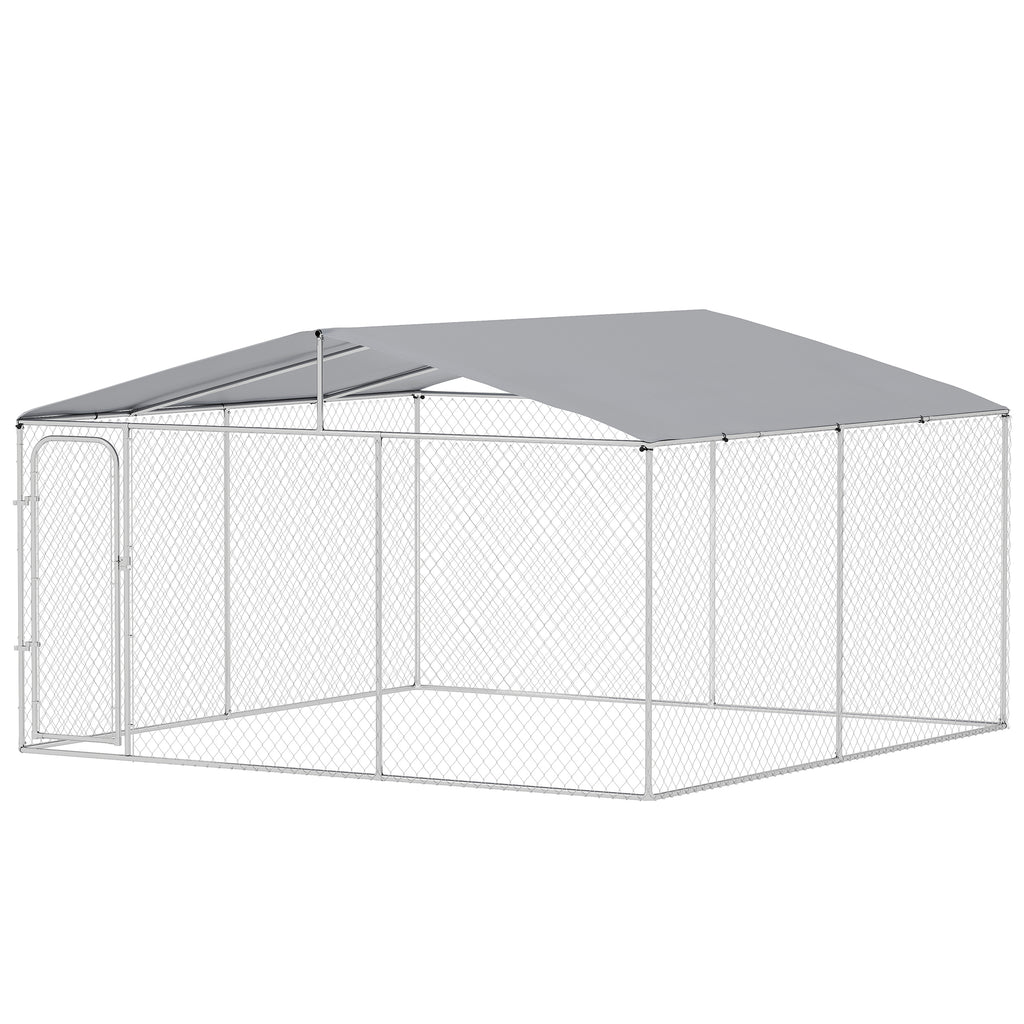 Dog Kennel Outdoor Dog Run w/ Canopy, 13' x 13' x 7.5'