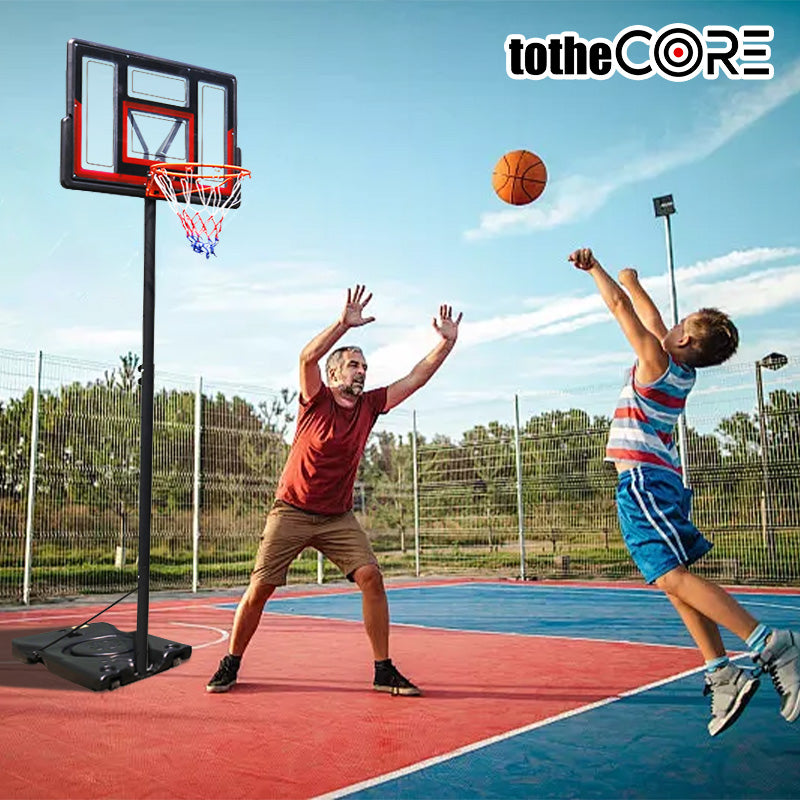TotheCORE Basketball Stand 4.43-10.00ft Adjustable Portable Basketball Hoop & Goal PC Backplate, Large Base & Wheels