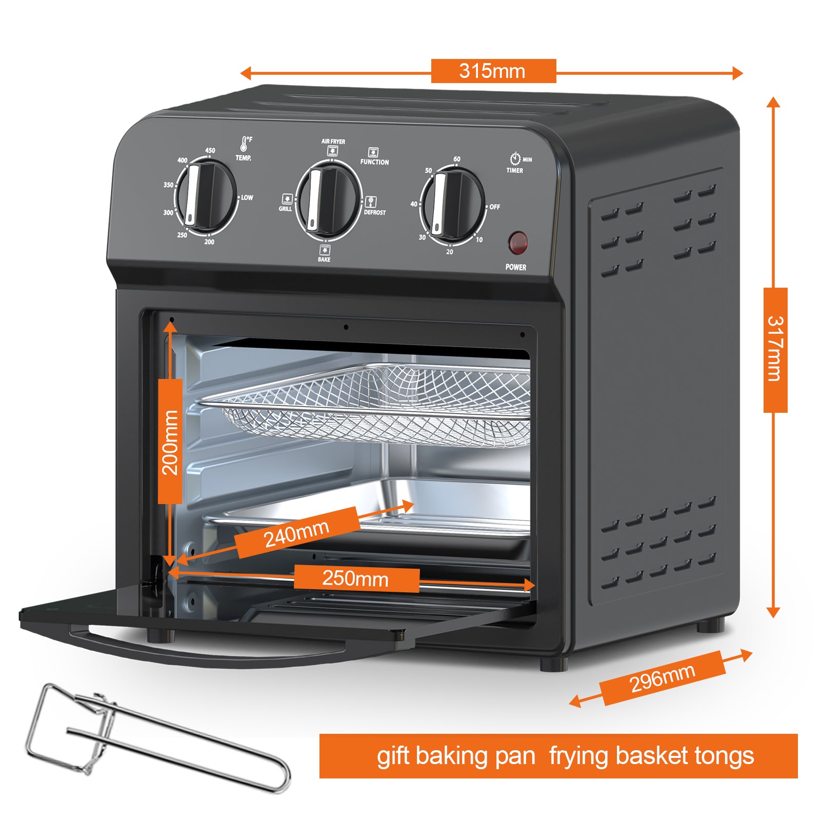 Family Size Air Fryer Toaster Oven Combo,13QT,Hot Air Circulation For Healthy Oil-Free Cooking, Multifunctional Convection Contertop Oven, Adjustable Time & Temp Control