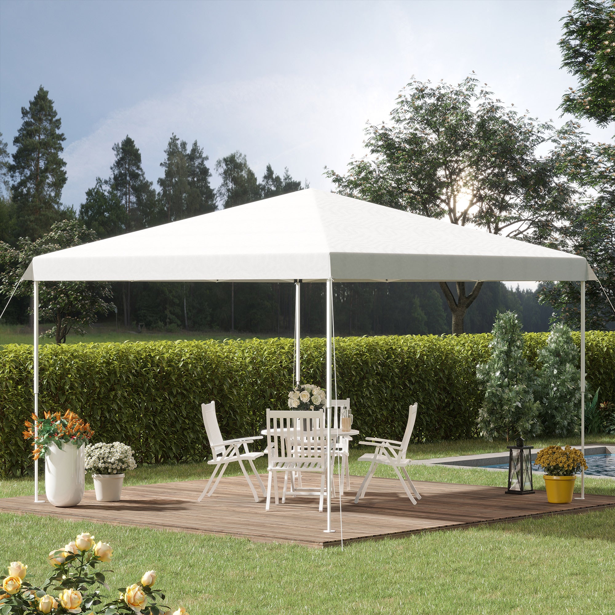 13' x 13' Pop Up Canopy Tent, Instant Sun Shelter, Tents for Parties, Height Adjustable for Outdoor, Garden, Patio, Parties, White