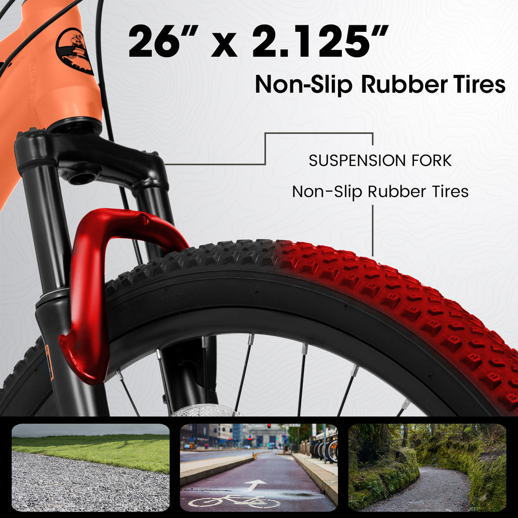 A26322 26-inch Mountain Bike  Aluminum Frame Shock Absorbing Front Fork Bike 21-speed Disc Brake Mountain Bike