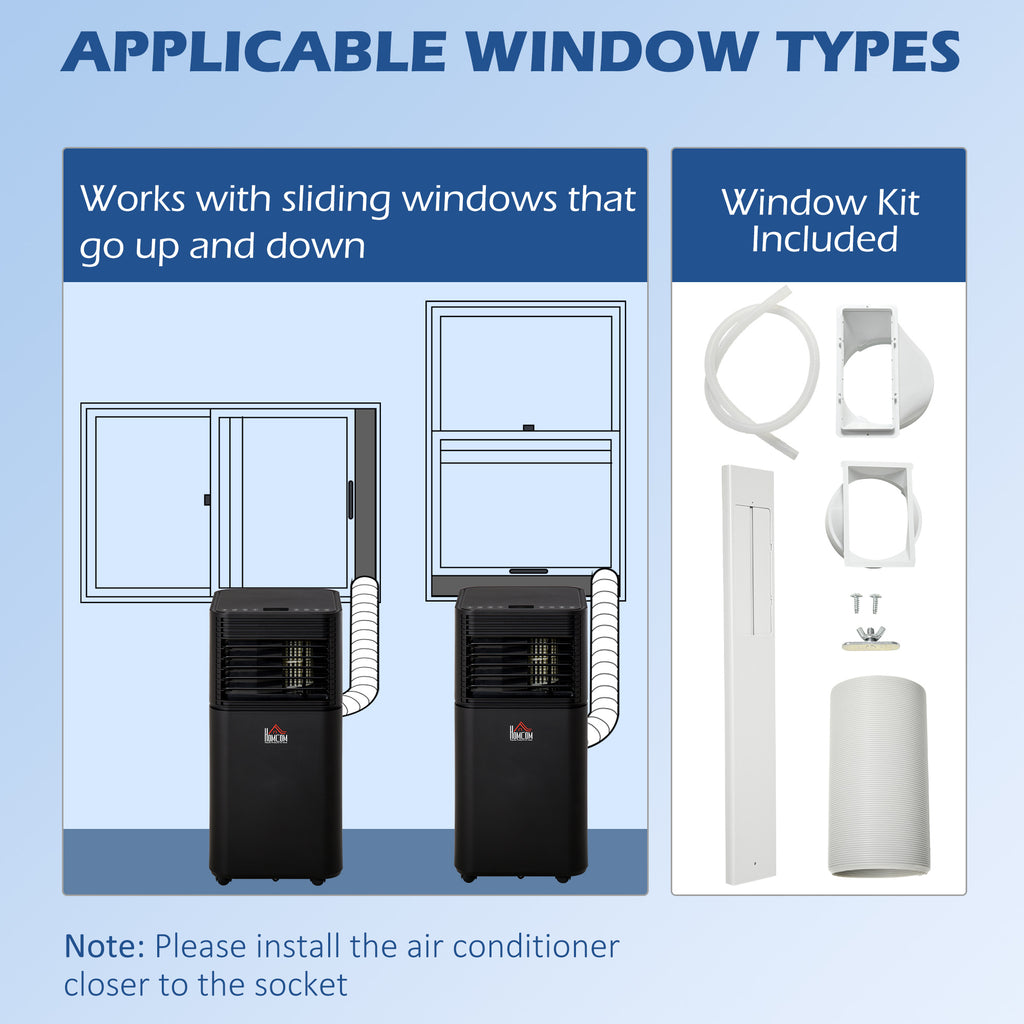 8000 BTU Portable Air Conditioner with Dehumidifier, Cooling Fan, Sleep, Remote, 24H Timer, Auto Off, Black