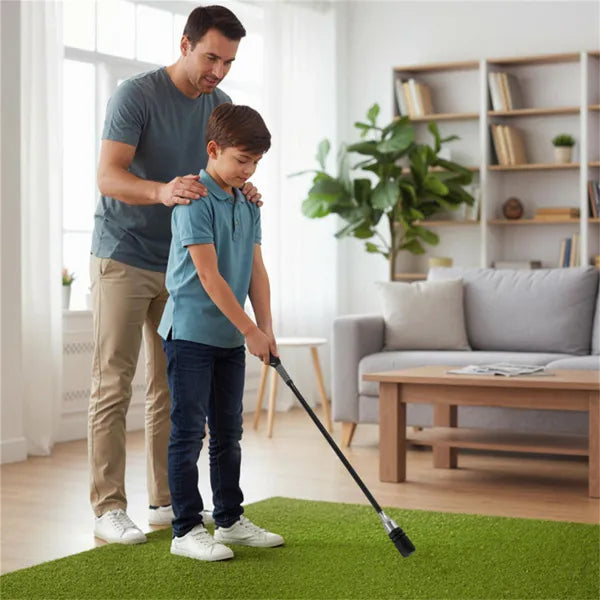 Portable Fiberglass Golf Swing Stick, Improve Grip & Shot Accuracy Golf Warm-Up Tool For Beginners & Pros-Black