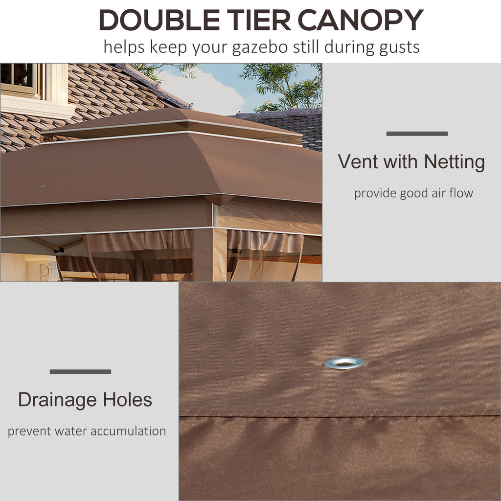 12' x 12' Pop Up Canopy Tent with Netting and Carry Bag, Instant Sun Shelter with 137 sq.ft Shade, Tents for Parties, Height Adjustable, for Outdoor, Garden, Patio, Khaki