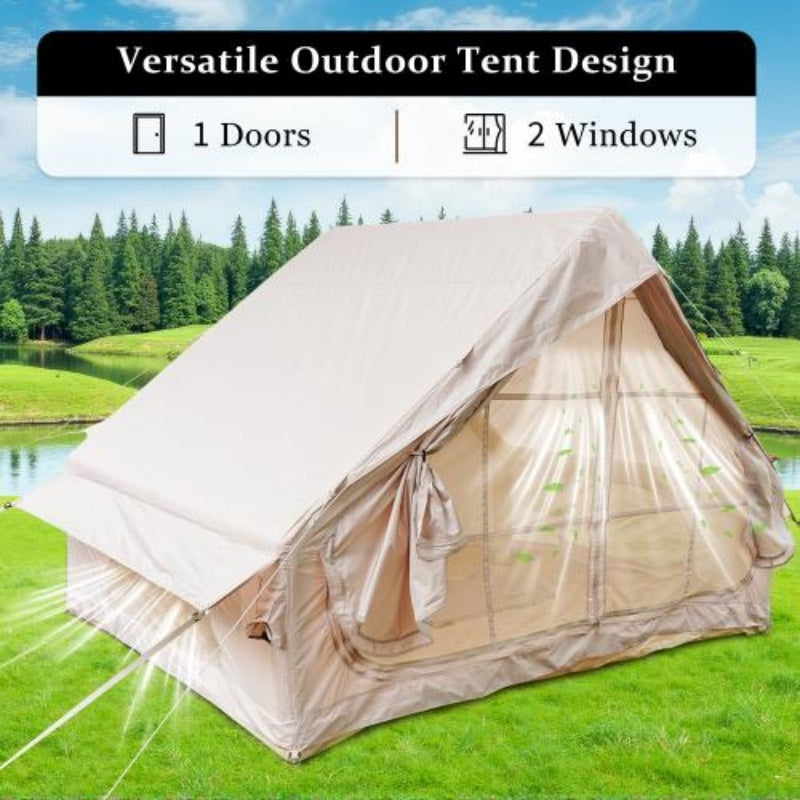 Inflatable Luxury Camping Tent With Pump, Can Accommodate 4 To 6 People, Easy To Set Up, Waterproof And Outdoor For All Seasons, 12 Mesh Windows