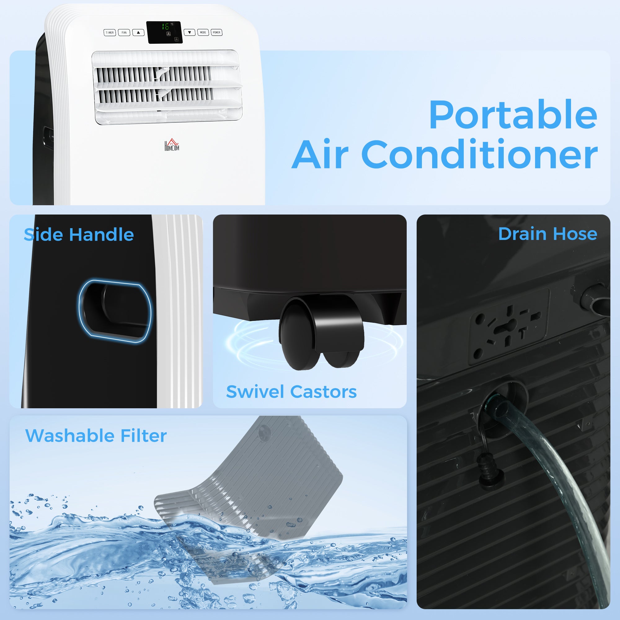 11500 BTU Mobile Air Conditioner, 550 Sq. Ft., AC Unit with Dehumidifier, 24H Timer On/Off, Window Kit