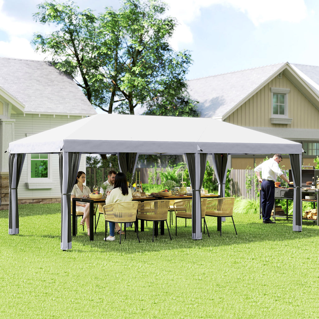 10' x 20' Pop Up Canopy Tent with Netting, Heavy Duty Instant Sun Shelter, Large Tents for Parties with Carry Bag for Outdoor, Garden, Patio, Cream White
