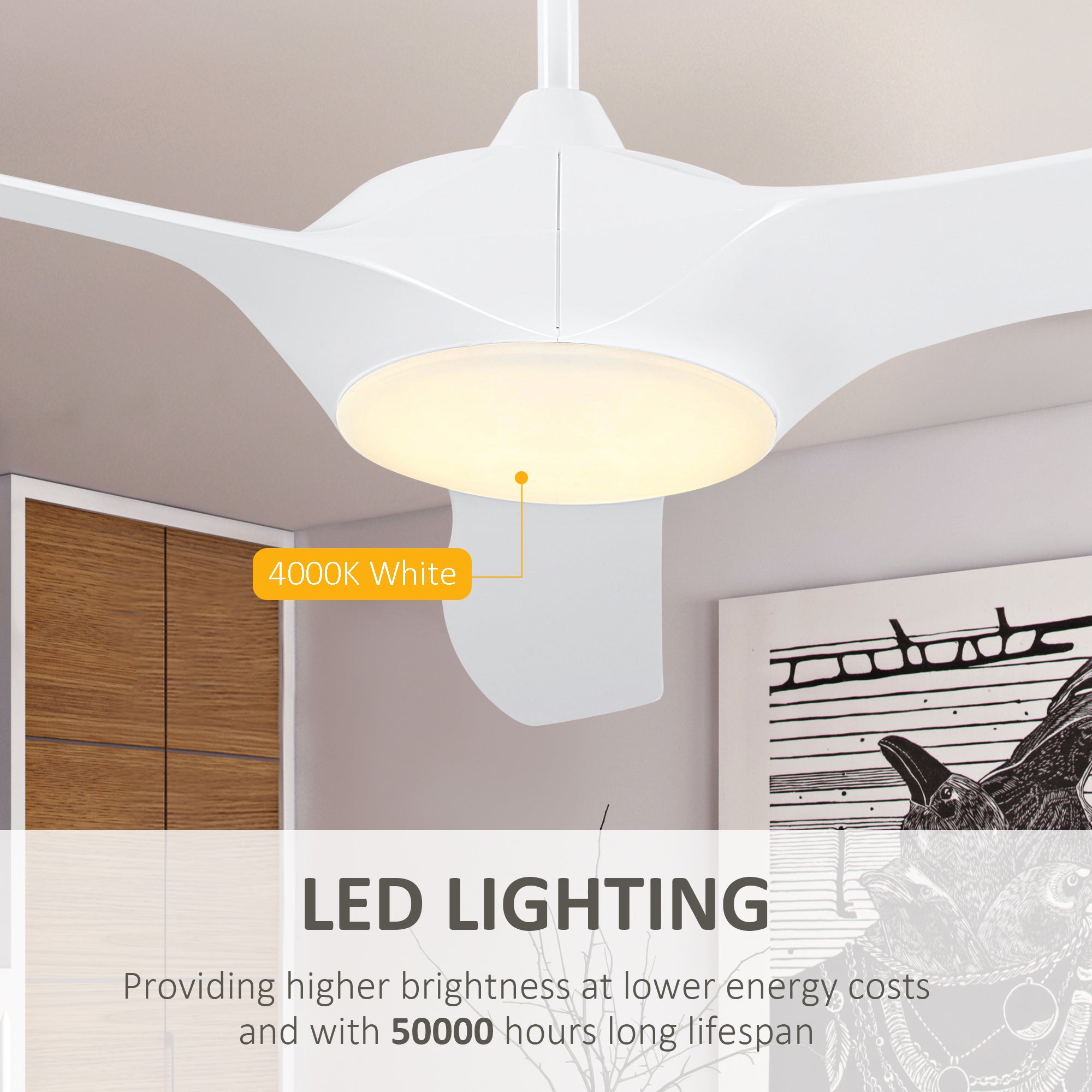 52" Reversible Indoor Ceiling Fan with Light