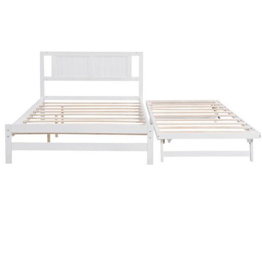 Full-size Platform Bed With Adjustable Rollers, White