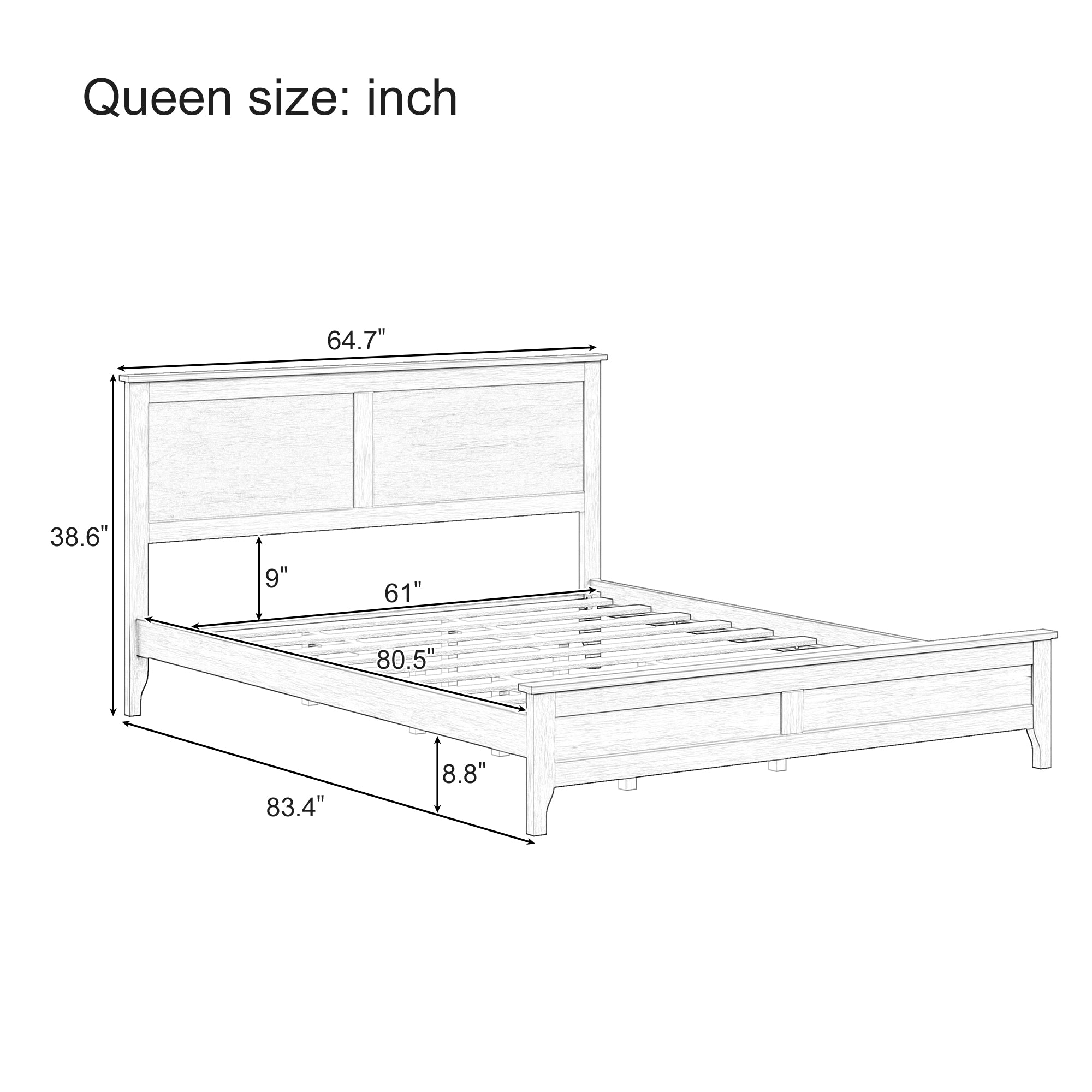Modern White Solid Wood Queen Platform Bed