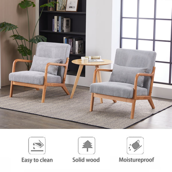 Mid-Century Modern Accent Chair, Arm Chair Living Room Chairs With Pillow Upholstered Reading Chair With Solid Wood Frame & Living Room Bedroom Balcony