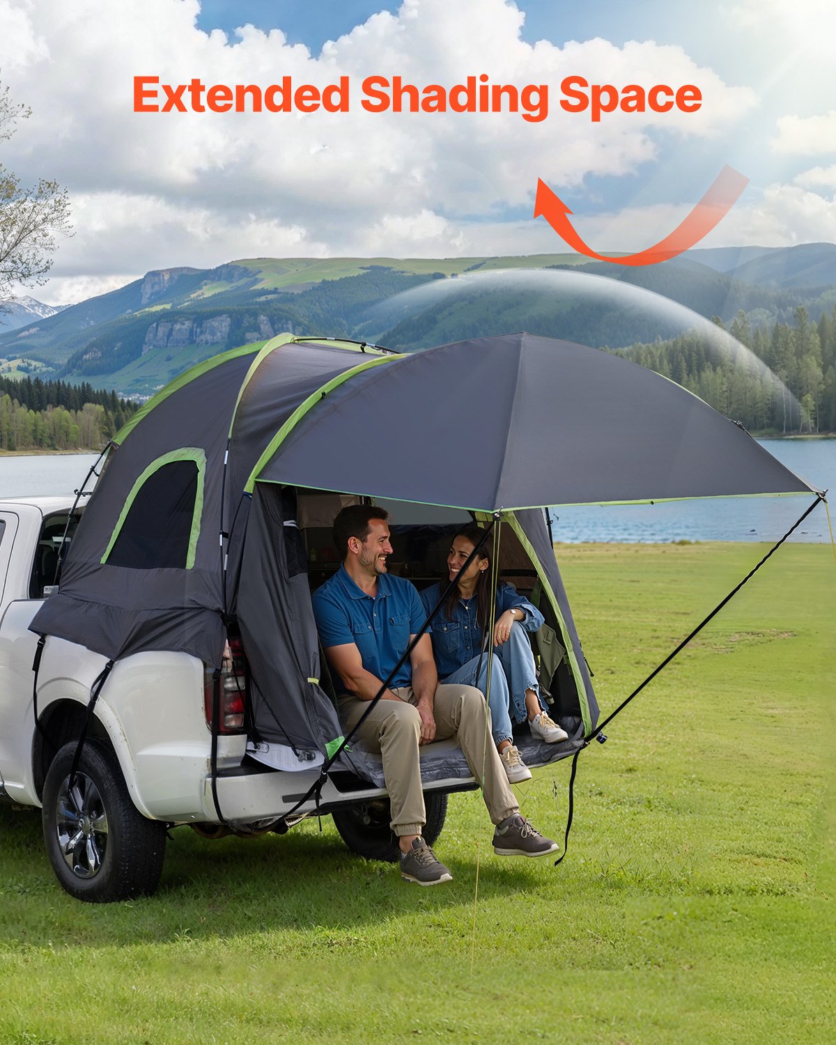 Pickup Truck Tent, Fits 8.0-8.2 Ft Truck Tents For Camping, Waterproof PU2000 2-3 Person Sleeping Truck Bed Tent, Sturdy Truck Bed Camper Shell With Expandable Awning, Rainfly, Storage Bag