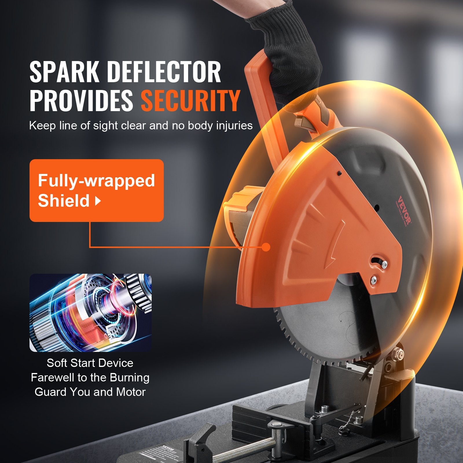 Chop Saw,14'355mm Blade Diameter Cut Off Saw, 2800W 1200RPM Steel Cutting Machine, 0-45' Adjustable Dry Cut Chop Saw, Miter Saw For Cutting Metal Cold Cut Saw For Steel, Rebar, Iron, Aluminum