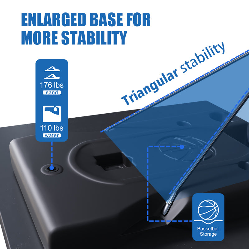 TotheCORE Basketball Stand 4.43-10.00ft Adjustable Portable Basketball Hoop & Goal PC Backplate, Large Base & Wheels